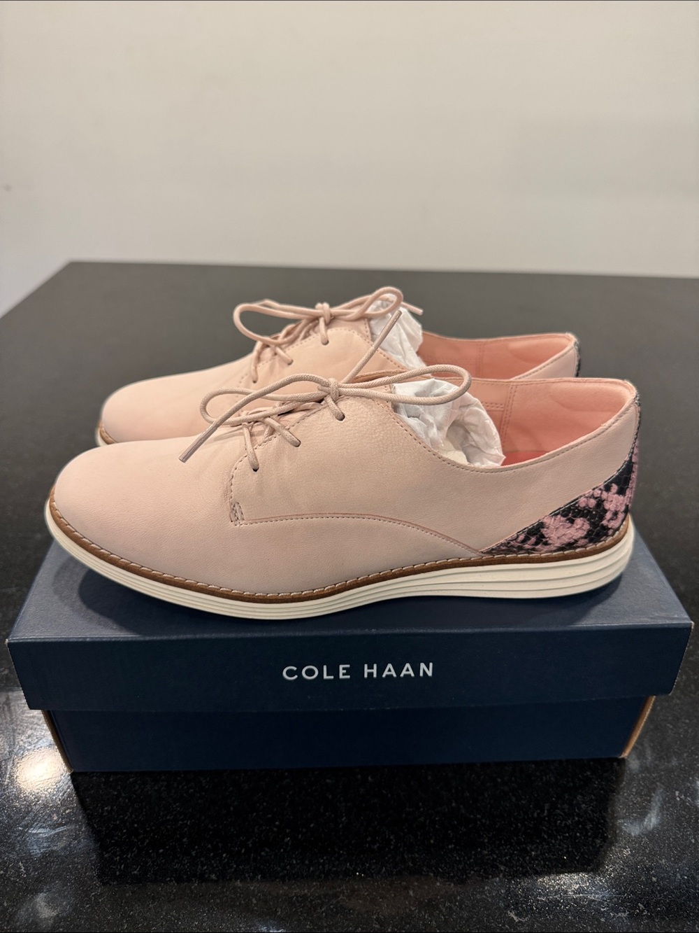 Cole Haan Pink Lace-Up Oxford Sneakers with Patterned Heel